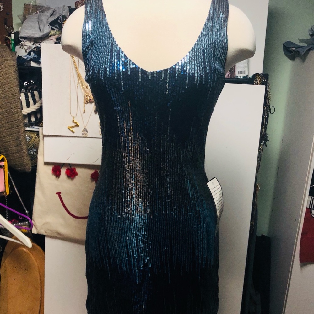 Blue Sequined Cocktail Dress (NWT)